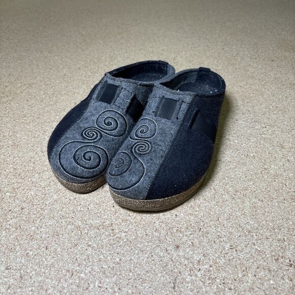 Haflinger Womens MAGIC Swirl Gray Black Wool Clogs Slippers Sz 39 US 8.5 - Picture 1 of 8